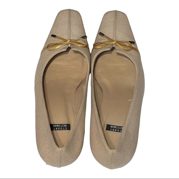 Stuart Weitzman Vintage Champagne Satin Leather Square Toe Pump 9.5 Timeless - Picture 4 of 8